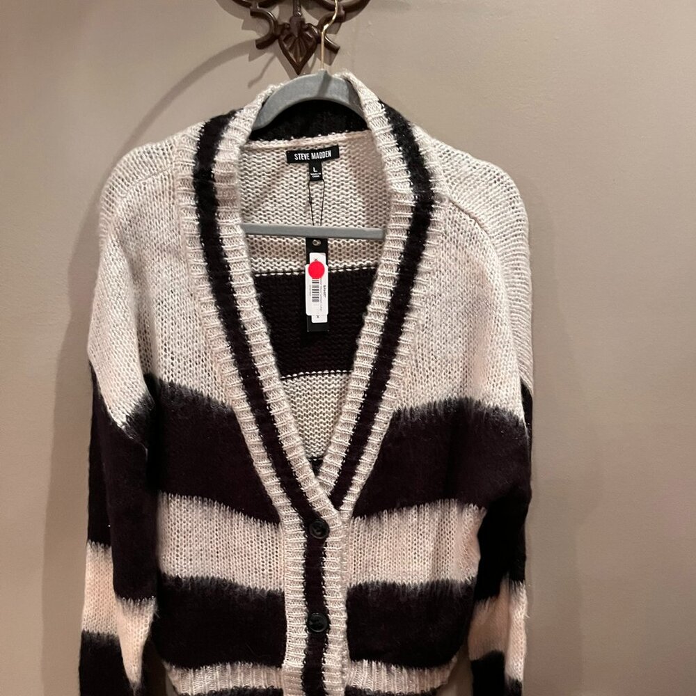 Steve Madden Cozy Black and White Striped Sweater